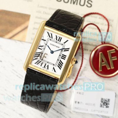 AF Factory Copy Cartier Tank Solo Gold Case Watch White Face Medium 
